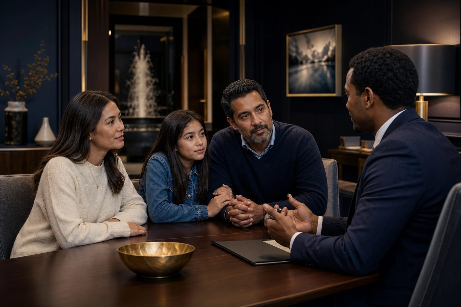 A member reviewing plans with a financial guide